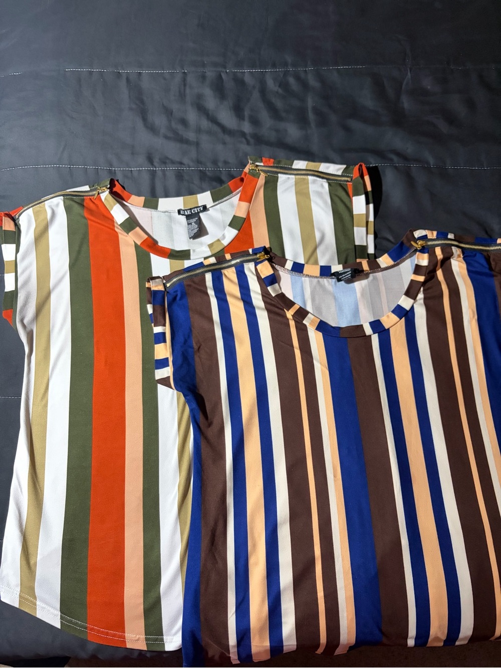 Bae City XL Multicolor Vertical Striped Cap Sleeve Tops Summer Bundle
